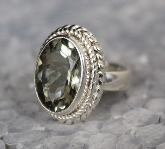 Natural Prasiolite Gemstone Ring Ring For Women- Beautiful Ring 925 Sterling Silver Gemstone Ring Green Amethyst Ring Handmade Ring