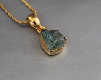 Halskette mit Aquamarin-Heilkristall, Halskette aus 925er Sterlingsilber, Geburtsstein-Schmuck für März, Geschenk für Sie