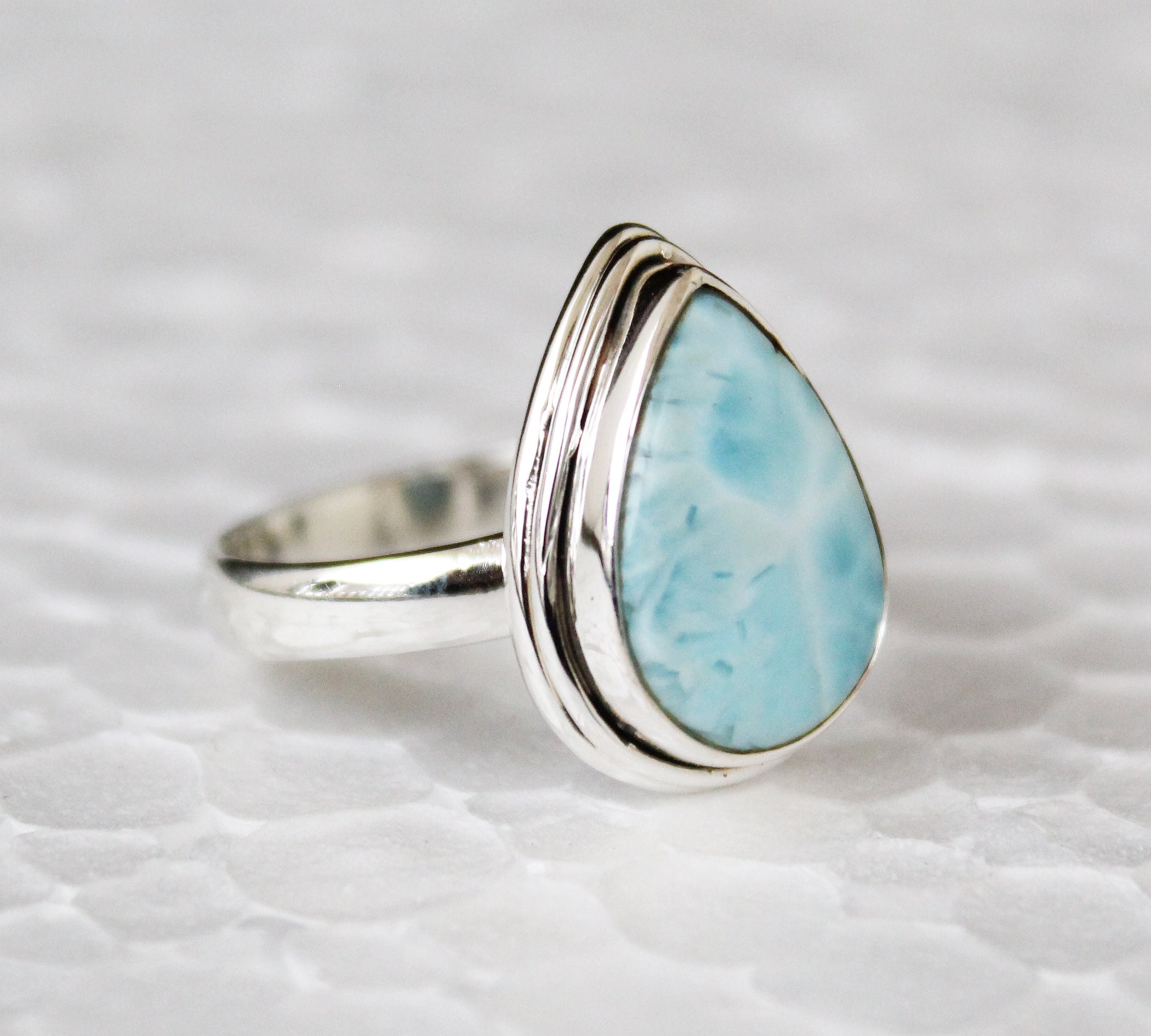 Larimar Ring Larimar Stone Ring Larimar Gemstone Ring Etsy
