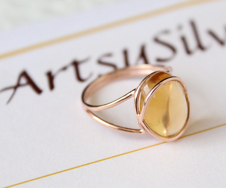 Citrine Ring, November Birthstone Jewelry, Dainty Gold Ring, Designer Gemstone Rings, Handmade Jewelry, Minimalist Jewelry, Stacking Ring image 7