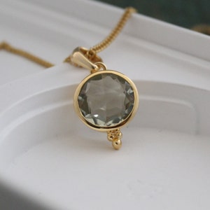 Prasiolite Necklace: Green Amethyst, Sterling Silver, Birthstone Jewelry
