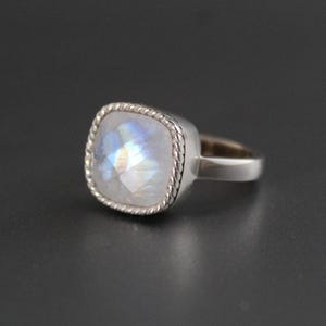 Handmade Rainbow Moonstone Ring: Sterling Silver Gemstone Jewelry