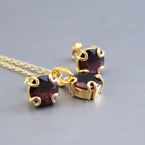 Natural Garnet Jewelry Set, Handmade 925 Sterling Silver Garnet Necklace Earrings Set, Bridal Jewelry Set, Gift For Her, Wedding Jewelry Set