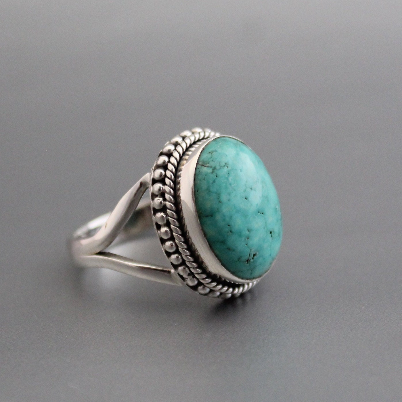 Buy Sterling Silver Bali Style Genuine Turquoise Ring, Boho Ring, Silver  Ring, Statement Ring Online in India - Etsy