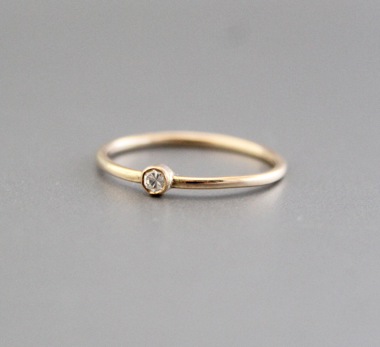Small diamond solitaire ring Simple tiny diamond ring Simple | Etsy