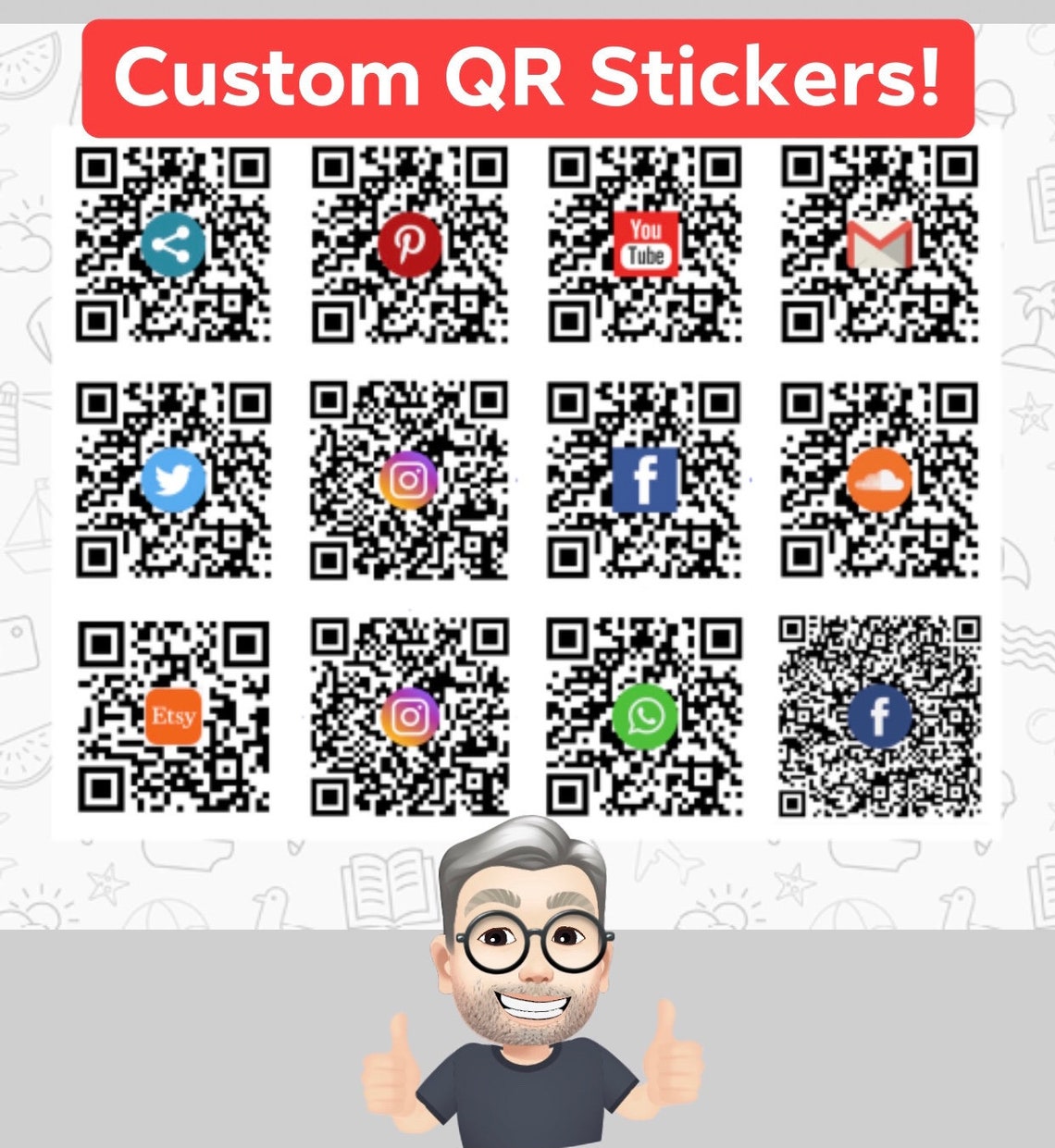Custom QR Code Stickers and download Logo Included We | Etsy