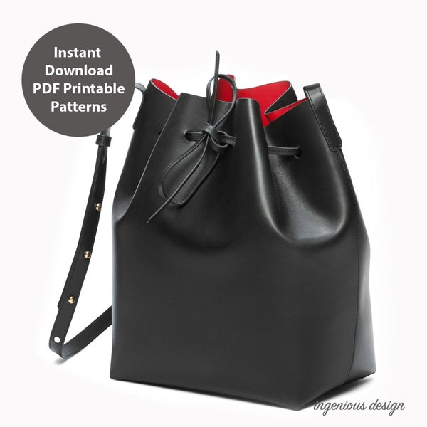 PDF patterns for leather bucket bag for women / Cross shoulder bag / DIY Bag / Instant download PDF / With instructions