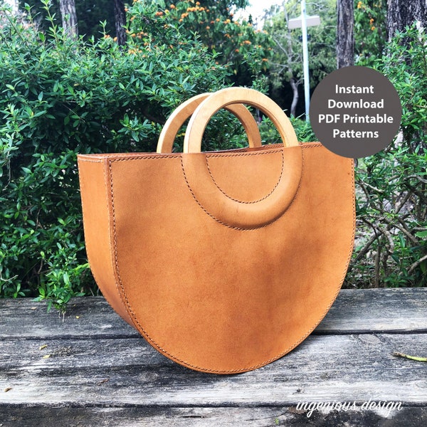 DIY Leather bag pattern/template/Leathercraft Pattern/PDF Pattern/women bag pattern/crossbody bag/wooden handle