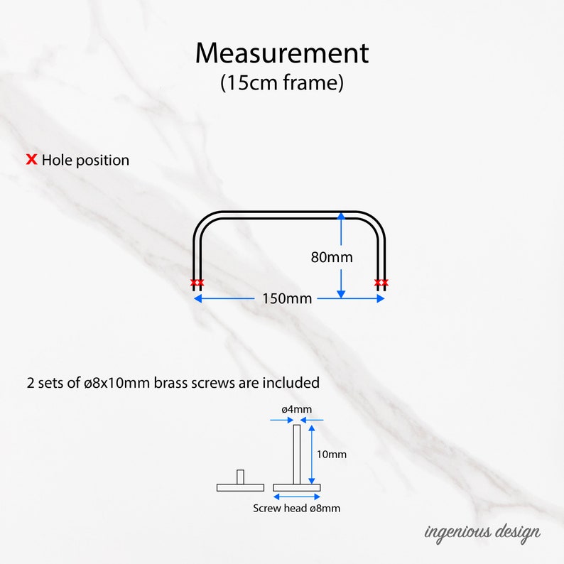 Estructura metálica/herrajes para bolsa de médico con tornillos 15 cm/19 cm/23 cm/28 cm 15cm