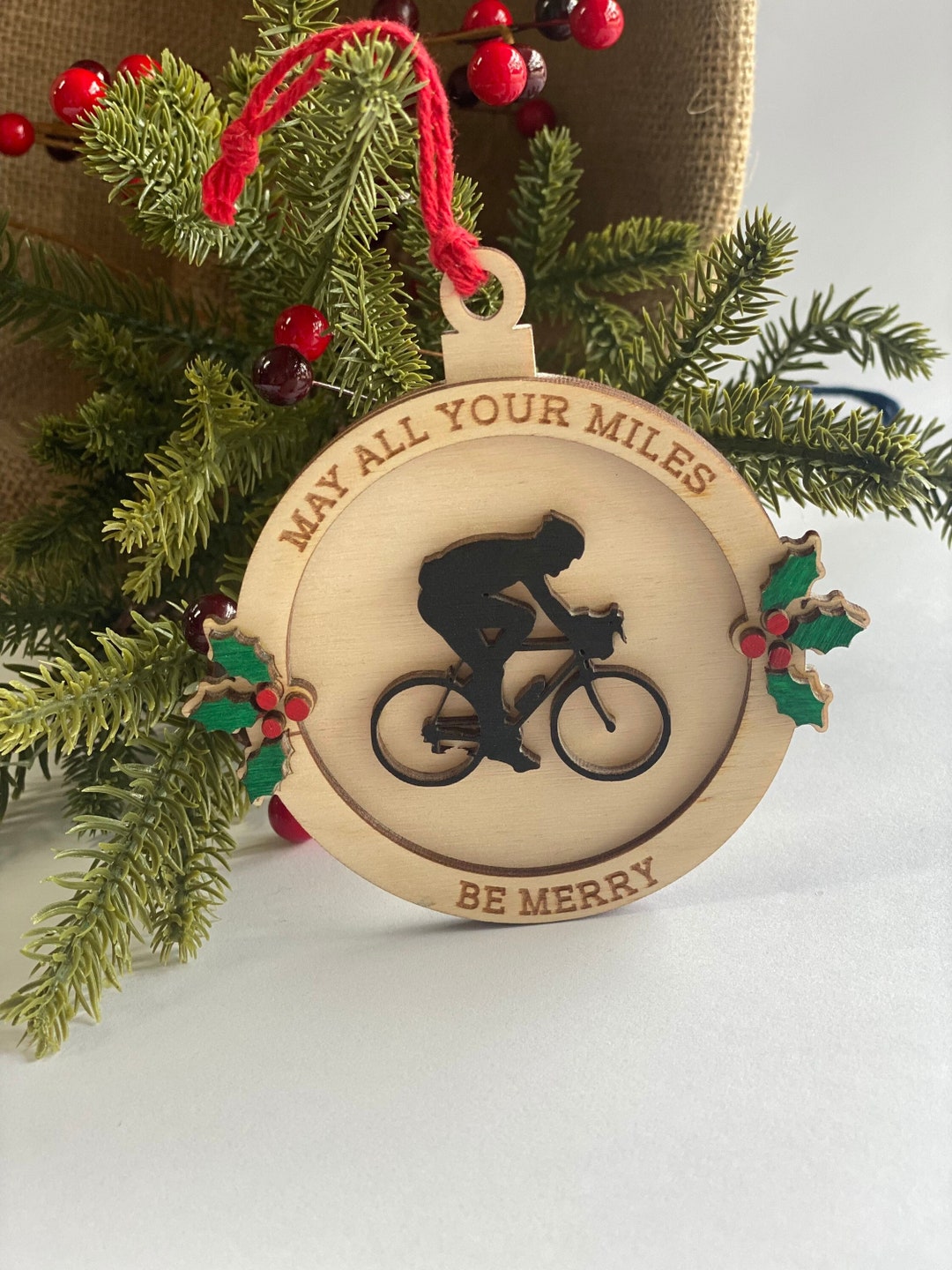 Bike Personalized Ornament, Glass Cycling Christmas Ornament, Biking