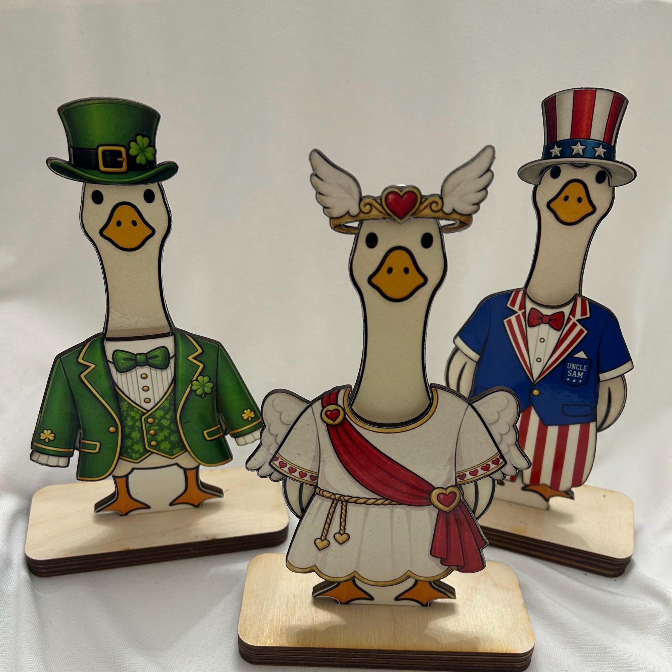 Desk Goose With Interchangeable Outfits | Laser Cut Goose Decor ...
