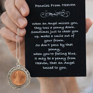 Memorial Gift • Memorial Necklace • Memorial Jewelry • Penny from Heaven • Sympathy Gift • Pennies from Heaven • In memory gift image 1