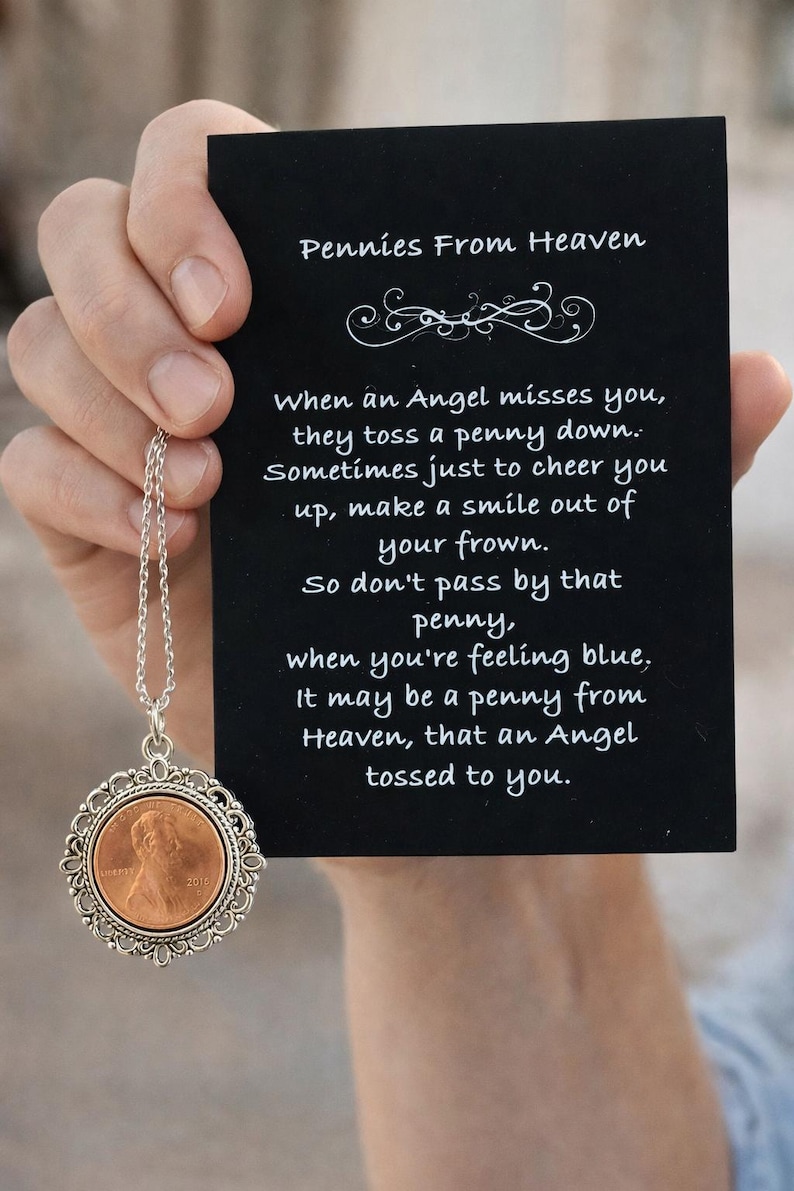 Memorial Gift • Memorial Necklace • Memorial Jewelry • Penny from Heaven • Sympathy Gift • Pennies from Heaven • In memory gift image 1