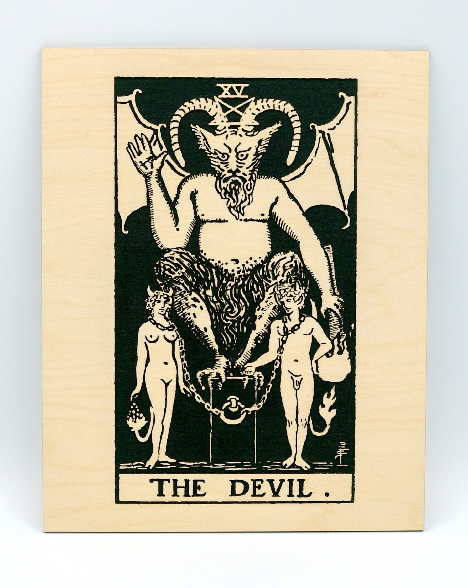 The Devil Tarot Wood Art Riderwaite Tarot Card Engraved Etsy