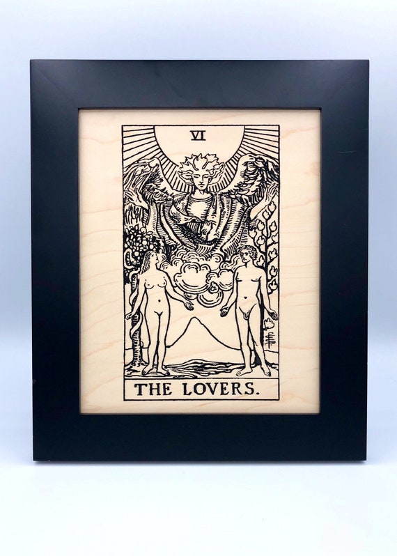 The Lovers Tarot Wood Art Rider Waite Tarot Card Engraved Etsy