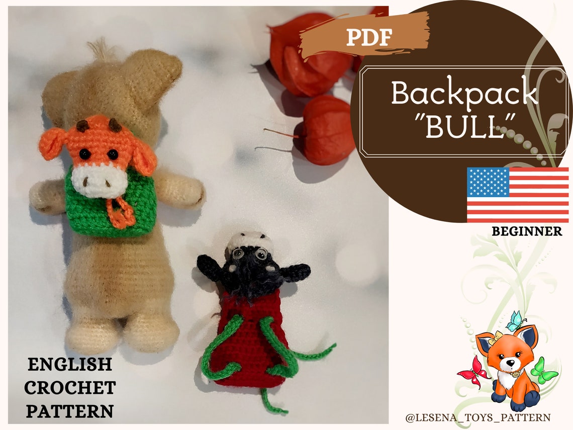 Mini Backpack Amigurumi Crochet Pattern for Dolls in English Etsy