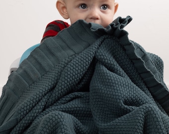 Nima ~ Heirloom cotton cashmere knit baby blanket