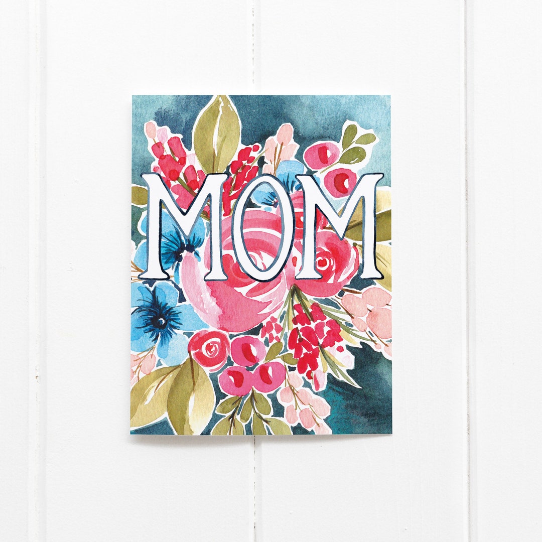 Watercolor Floral Card for Mom: Elegant Mother's Day Gift - Etsy