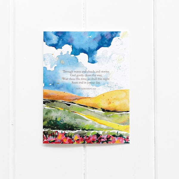 Christian Hymn Greeting Card, Sympathy Card for Difficult Season, Encouraging Hymn Blank Card, God Gently Clears Thy Way Hymn