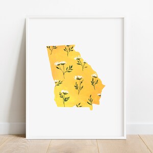 Georgia State Print, Floral Watercolor State Art, Housewarming Gift, Georgia Painting, State Art Print