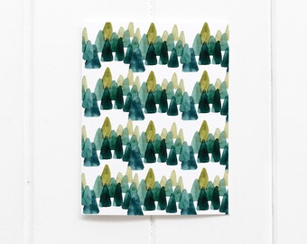 Watercolor Christmas Tree Card Set: Festive Holiday Greeting