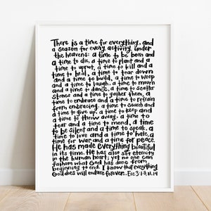 Ecclesiastes 3 Print, Handlettered Bible Verse, He Has Made Everything Beautiful, A Season For Everything, Scripture Art