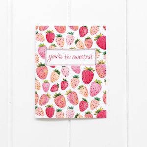 Watercolor Strawberry Card: &#39;You&#39;re the Sweetest&#39; Thank You Note