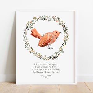 Watercolor Hymn Art Print: His Eye is on the Sparrow