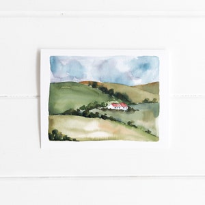 Irish Countryside Watercolor Card: Hills of Ireland Painting