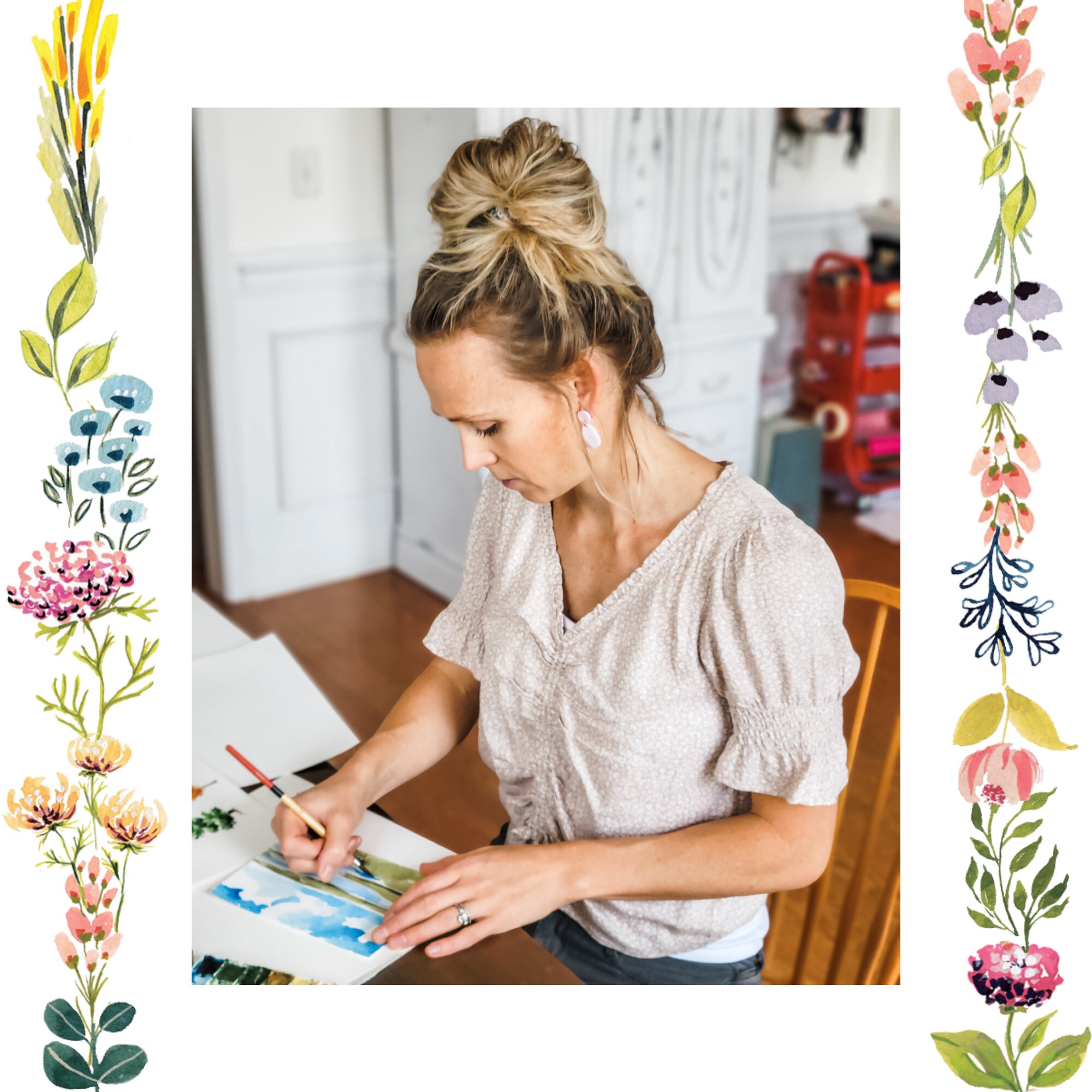 Blumenstrauß Kunstdruck, Geschenk für Gärtner, Aquarell Blumenmalerei