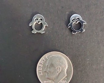Tiny minimalist penguin earrings