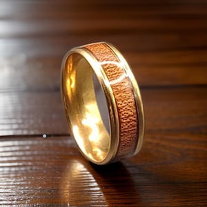 Elegant Whiskey Barrel Ring with Golden stainless steel comfort fit band