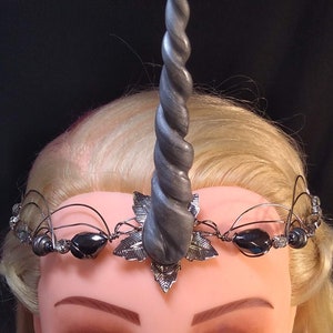 On A Dark Horse Unicorn Elven Fairy Fantasy Wire Wrap Crown