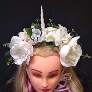 Crowning Glory Winter Unicorn Flower Crown Festival Wedding Bridal Wreath Fantasy Costume
