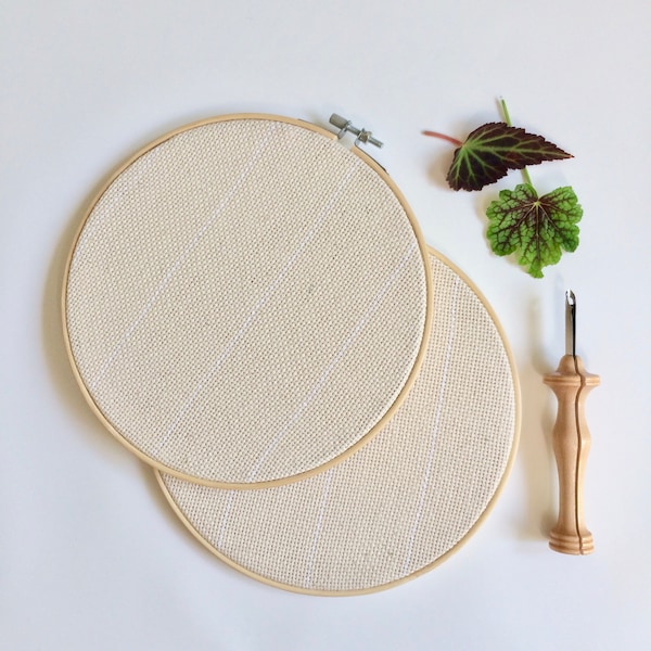 8" (20 cm) Punch Needle Hoop, Pre-stretched Monk's Cloth, Ready to Punch Bamboo Frame and Pre-stretched Monk's Cloth, *listing for ONE hoop