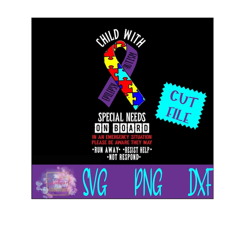Download Child with autism/epilepsy on board//Emergency//Car decal ...