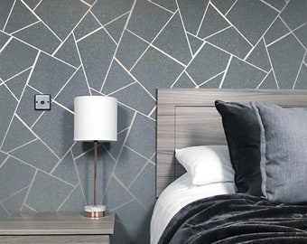 Rose Gold And Grey Bedroom Wallpaper