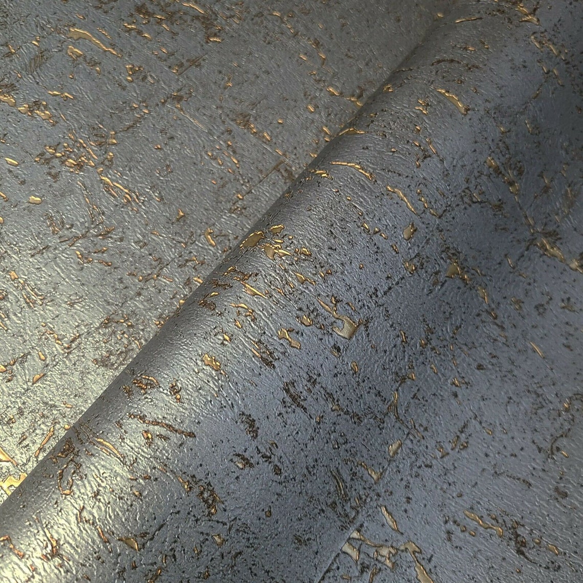 Faux Cork wallpaper industrial Dark gray silver bronze gold Etsy