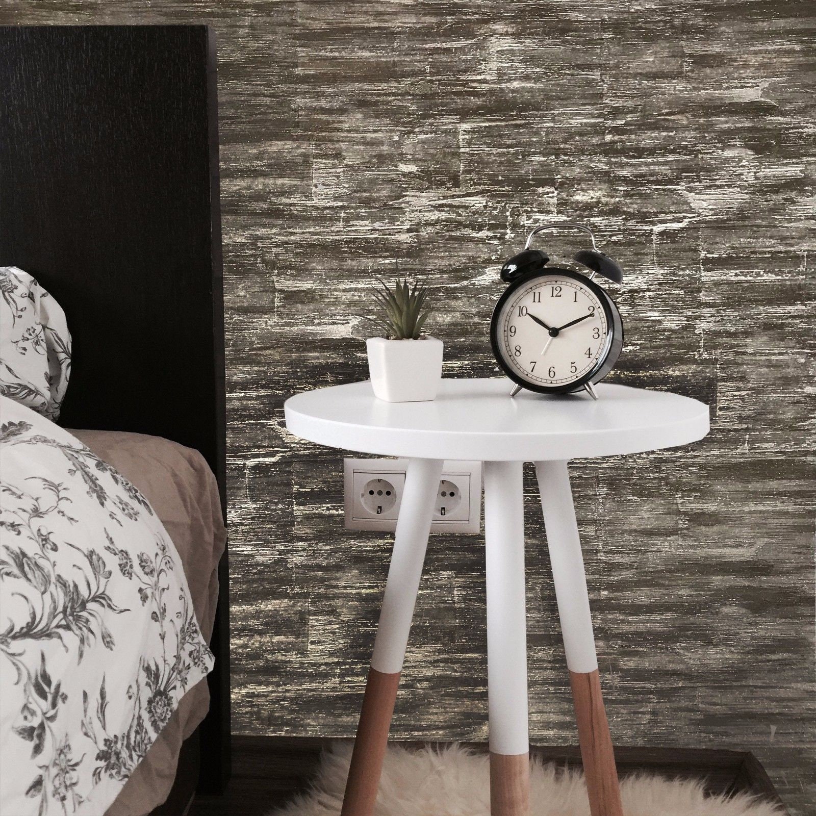 Modern Wallpaper plain charcoal dark gray metallic textured | Etsy