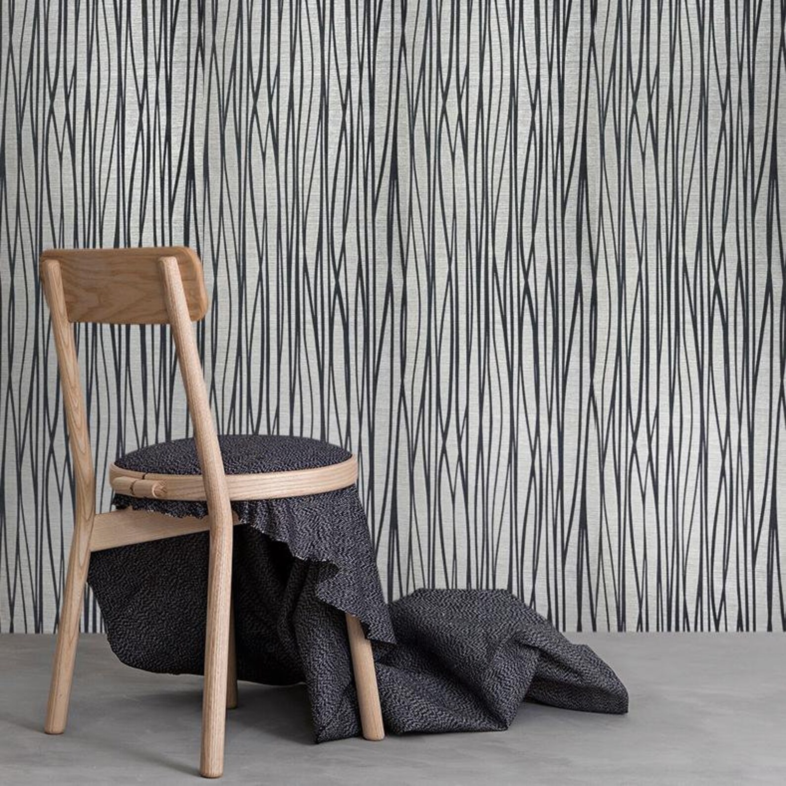 Modern Flocked Wallpaper Roll Blue Silver Textured Flocking Etsy