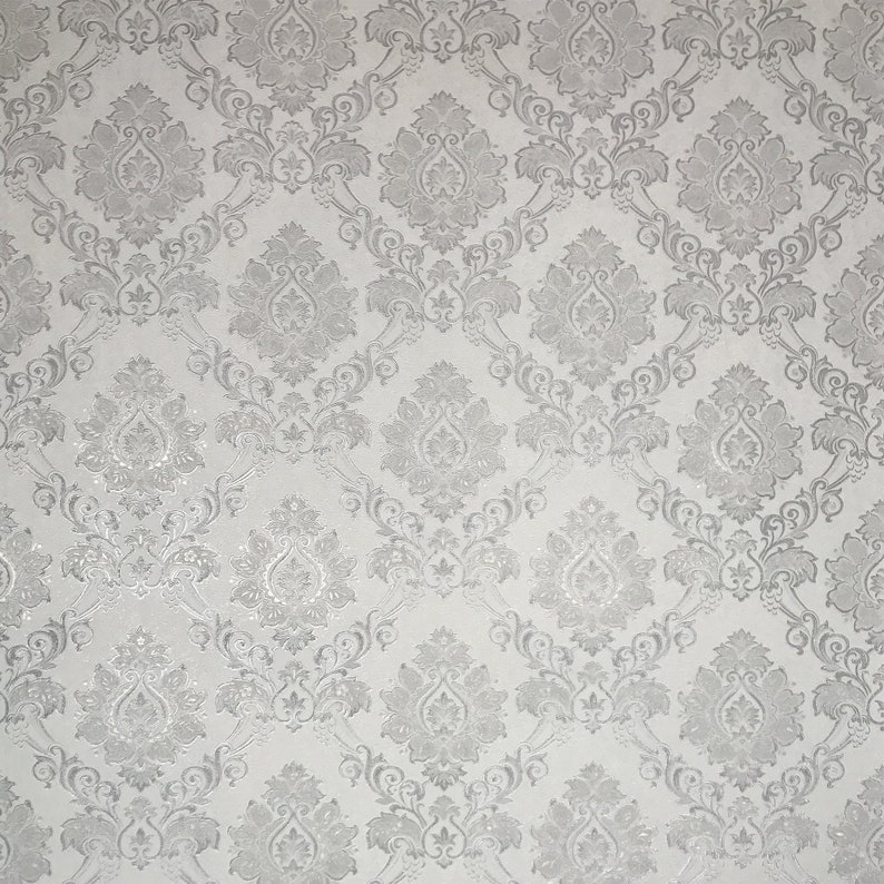 Embossed Wallpaper textured Victorian vintage damask white Etsy