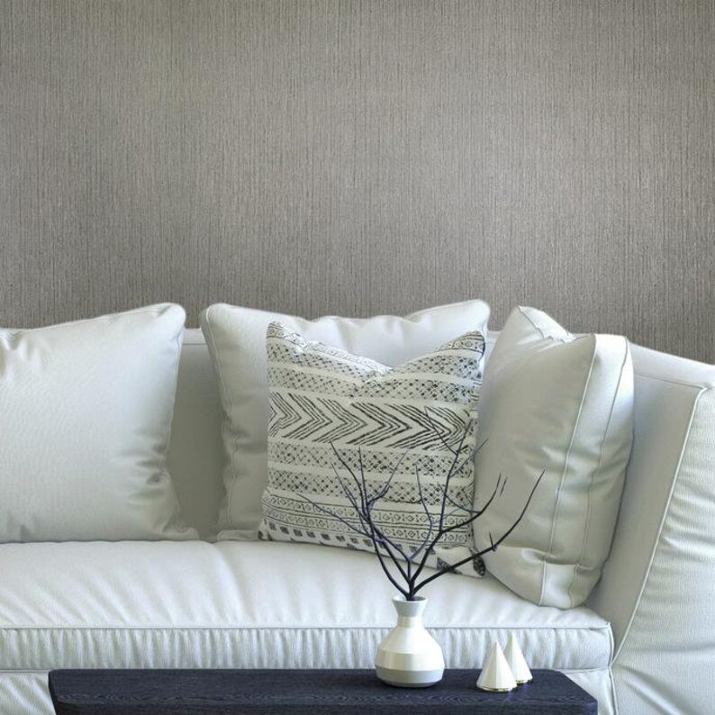 Taupe Brown Gray Faux Grasscloth textures wallpaper Textured Etsy