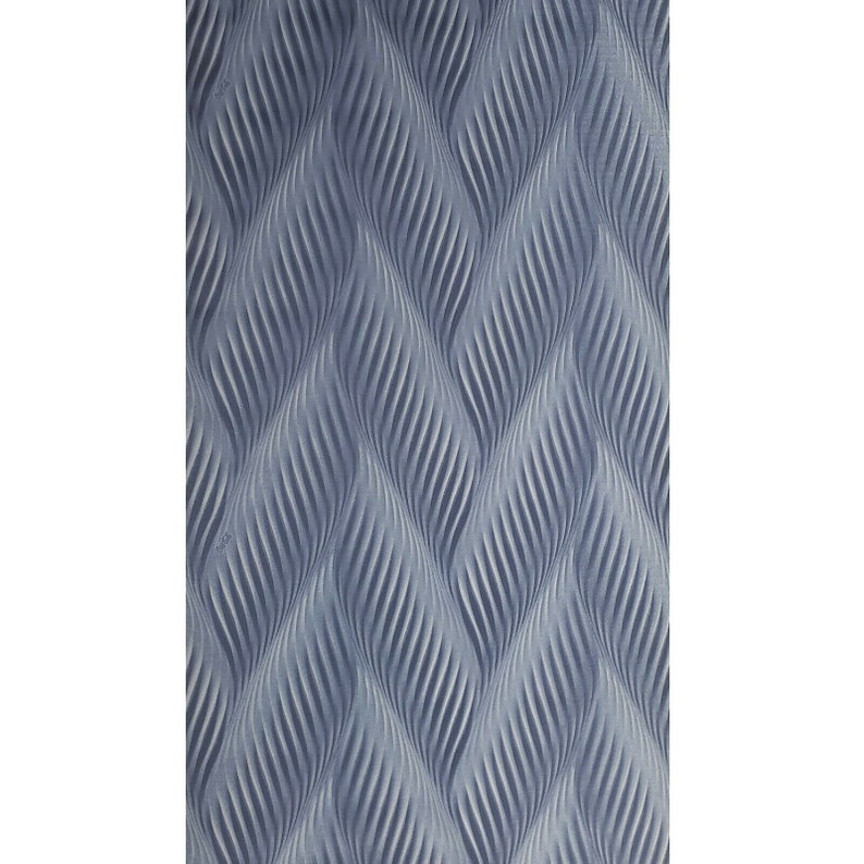 Vinyl Wallpaper Zig zag wave navy blue silver metallic faux Etsy