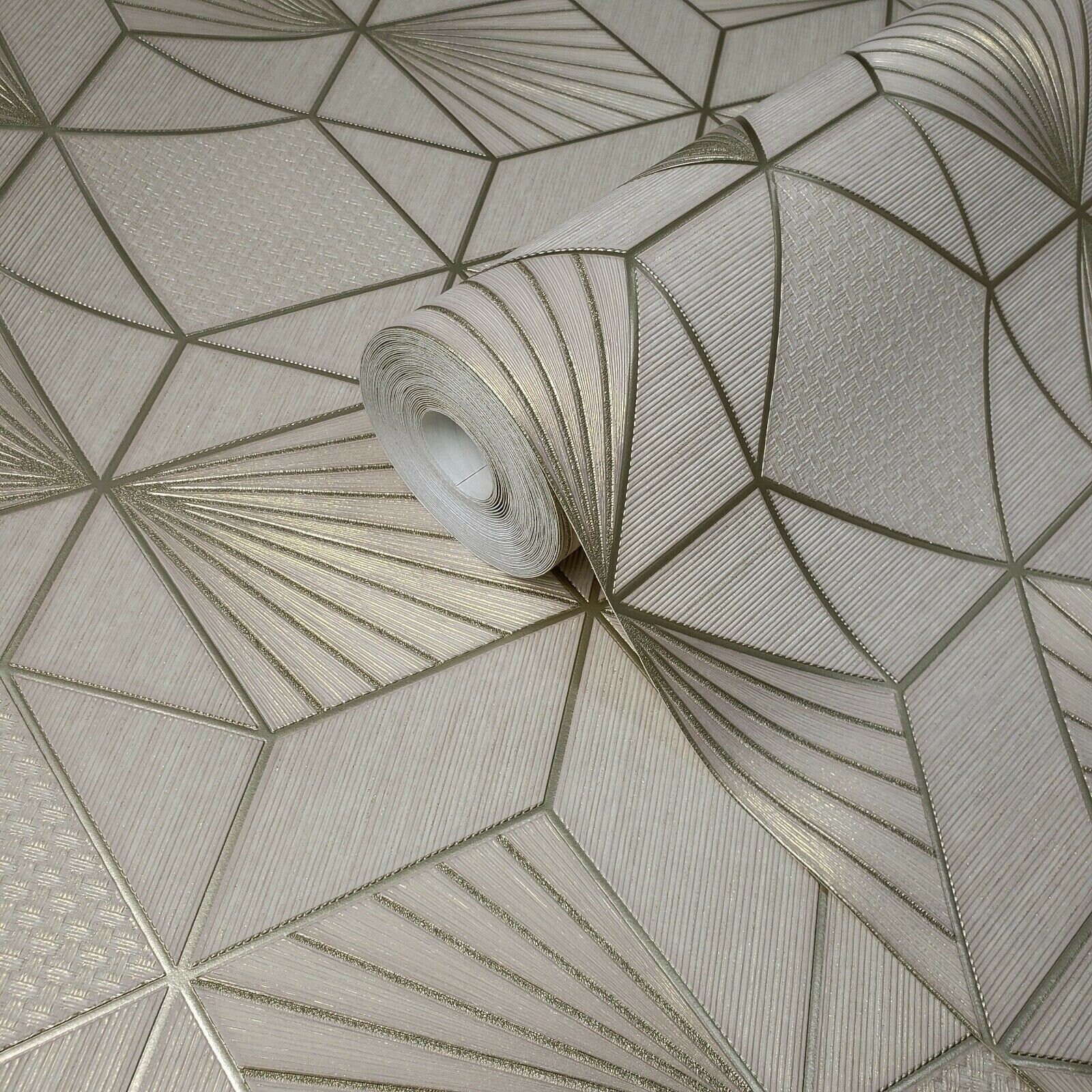 Modern Textured Wallpaper Cream Gold Geometric diamond Etsy