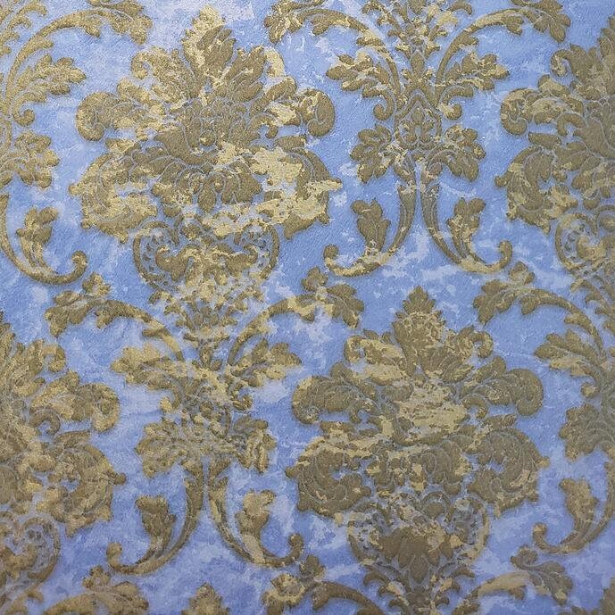 Wallpaper blue gold brass embossed Metallic Textured Victorian Etsy