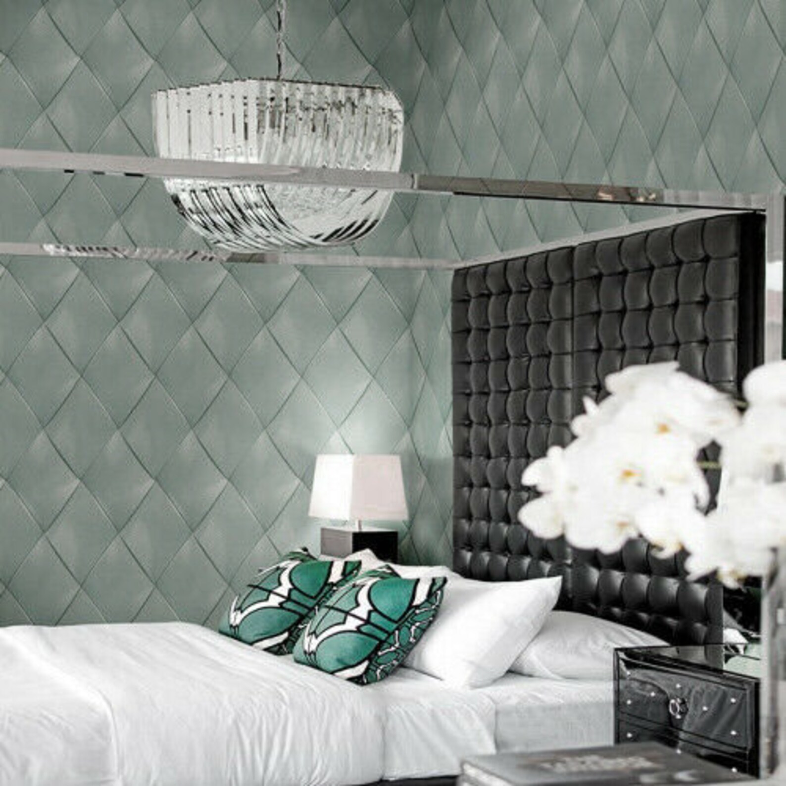 Contemporary Wallpaper gray silver metallic textured diamond Etsy