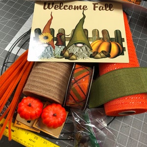 DIY Welcome Fall Gnome Wreath Kit, Make your own fall wreath, DIY wreath kit