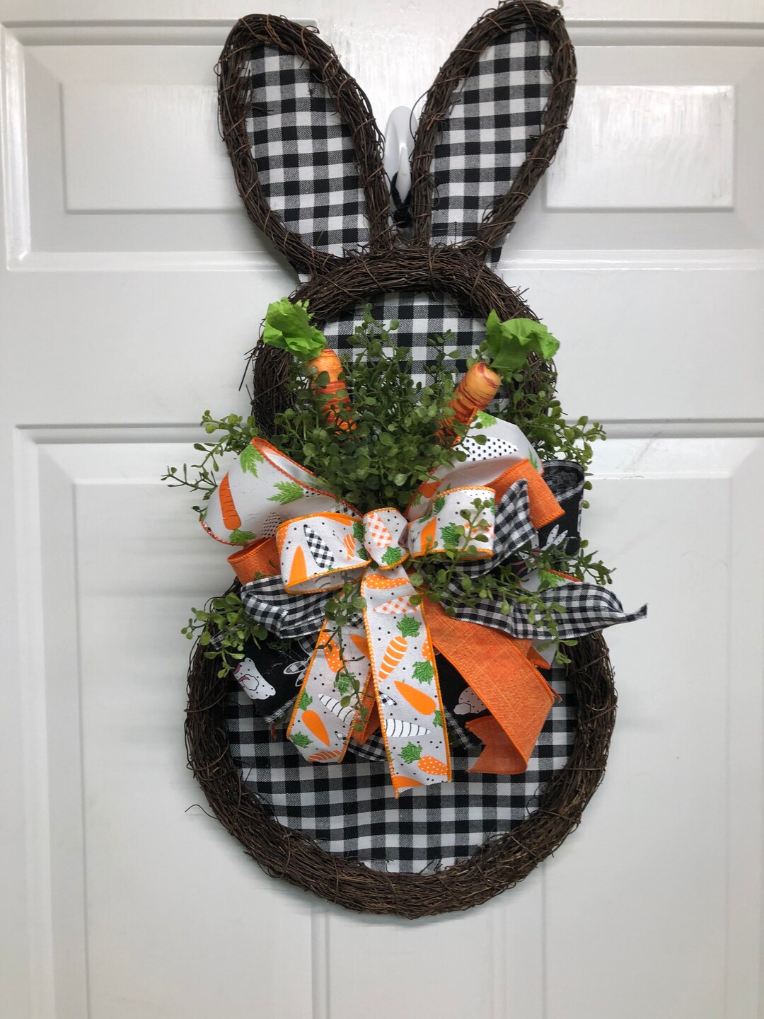 Easter Rabbit Black & White Check Hanger - Etsy