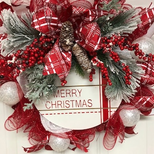 Merry Christmas Evergreen Ornament Wreath