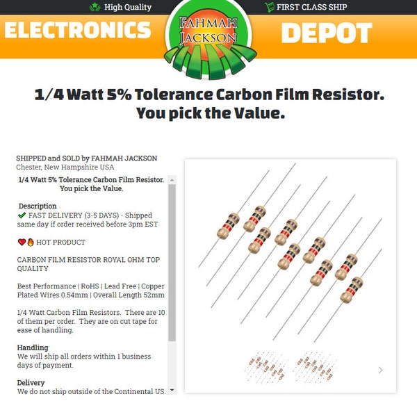 Carbon Resistors 1/4 Watt 5% Tolerance | You Pick the Value |  (Pack of 10)